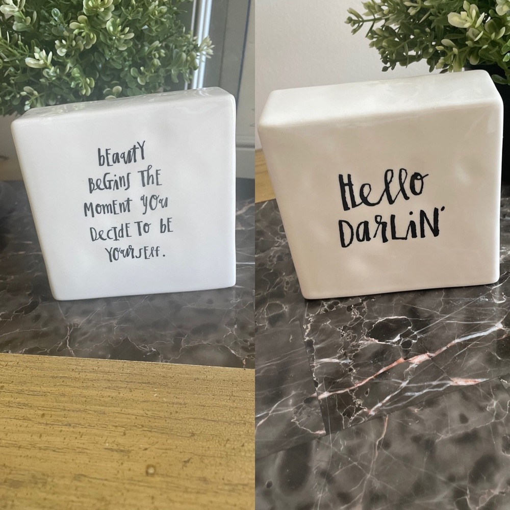 Rae Dunn accents 2 sided black letter paper weight